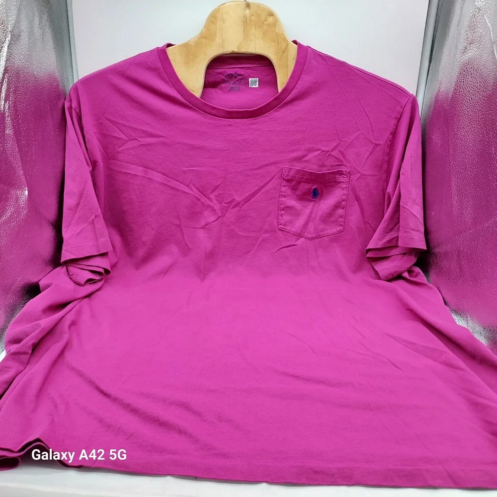 Polo Ralph Lauren Magenta Pink Pocket T-Shirt Men 4XLT Big & Tall Blue Pony Logo